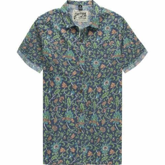 NWT!! Picture Organic Men's MC Manatee Mens Short Sleeve Button Up Shirt… - Picture 2 of 6